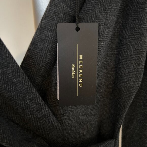 Weekend Max Mara Giglio Wrap Herringbone Grey Sheath Midi Dress Size M - Picture 5 of 7